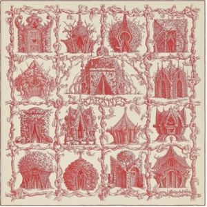 NWT AUTH HERMES NWT LES CABANAS CASHMERE 140 CM (55") SHAWL /SCARF IN WHITE/RED